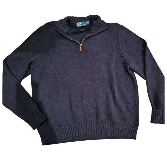 Ralph Lauren Other - Polo ralph lauren lamb's wool quarter zip sweater navy blue repaired * xxl